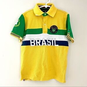 🎯3/$10 Tommy Hilfiger Yellow Green Brasil Polo S
